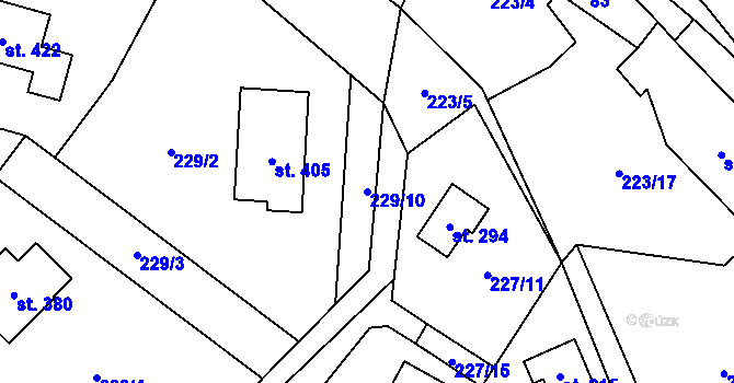 Parcela st. 229/10 v KÚ Kostelec u Křížků, Katastrální mapa