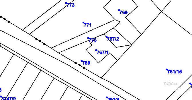 Parcela st. 767/1 v KÚ Kostelec u Kyjova, Katastrální mapa