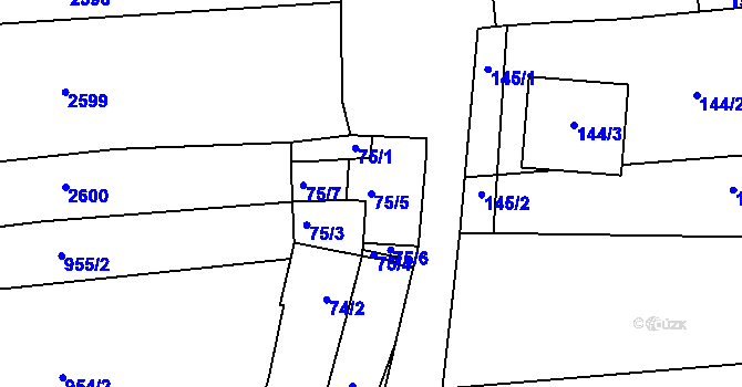 Parcela st. 75/5 v KÚ Kostelec u Kyjova, Katastrální mapa