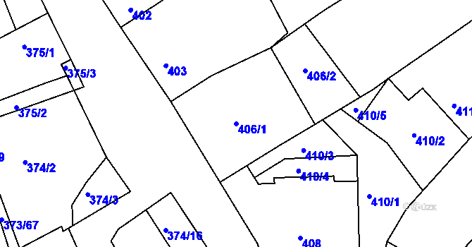 Parcela st. 406/1 v KÚ Kostelec u Kyjova, Katastrální mapa