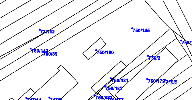 Parcela st. 750/180 v KÚ Kostelec u Kyjova, Katastrální mapa