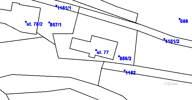 Parcela st. 77 v KÚ Kostelecká Lhota, Katastrální mapa