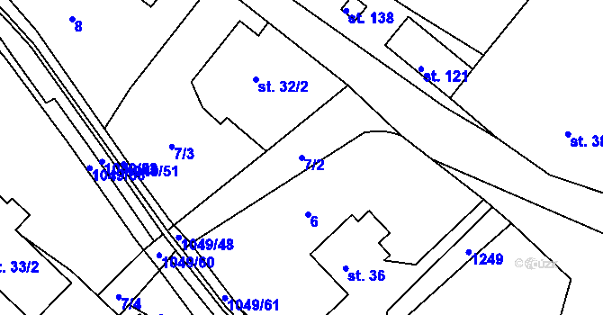 Parcela st. 7/2 v KÚ Kostelecká Lhota, Katastrální mapa