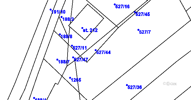 Parcela st. 527/44 v KÚ Kostelecká Lhota, Katastrální mapa