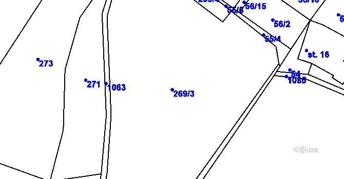 Parcela st. 269/3 v KÚ Kostelecká Lhota, Katastrální mapa