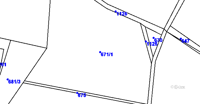 Parcela st. 671/1 v KÚ Kostelecká Lhota, Katastrální mapa