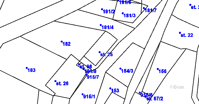 Parcela st. 25 v KÚ Kostelecké Horky, Katastrální mapa