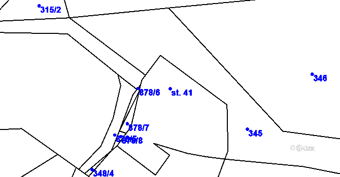 Parcela st. 41 v KÚ Kostelecké Horky, Katastrální mapa