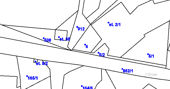 Parcela st. 6 v KÚ Kostelecké Horky, Katastrální mapa