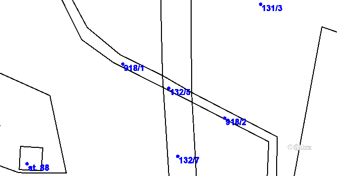 Parcela st. 132/5 v KÚ Kostelecké Horky, Katastrální mapa