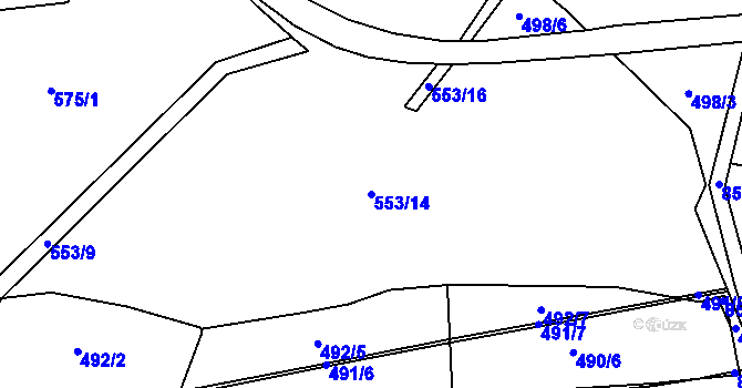 Parcela st. 553/14 v KÚ Kostelecké Horky, Katastrální mapa