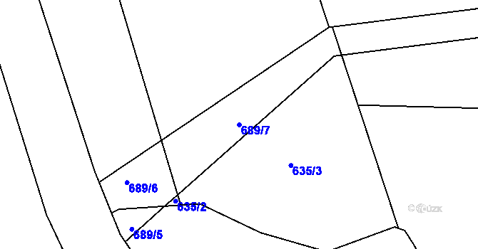 Parcela st. 689/7 v KÚ Kostelecké Horky, Katastrální mapa
