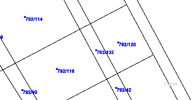 Parcela st. 792/132 v KÚ Kostelecké Horky, Katastrální mapa