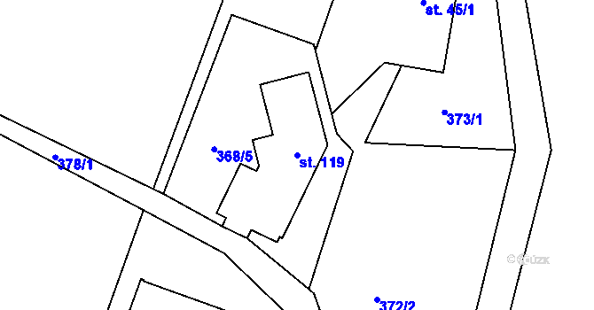 Parcela st. 119 v KÚ Kostelecké Horky, Katastrální mapa