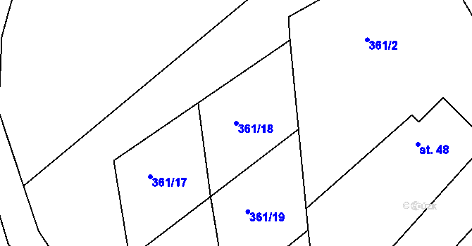 Parcela st. 361/18 v KÚ Černá u Kraslic, Katastrální mapa