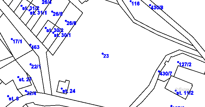 Parcela st. 23 v KÚ Čirá, Katastrální mapa