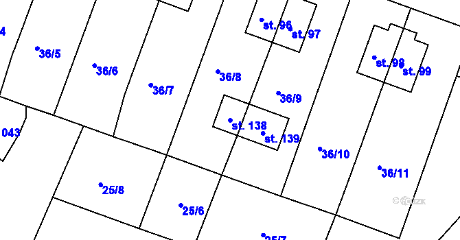 Parcela st. 138 v KÚ Rudolec u Březové, Katastrální mapa