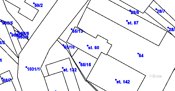 Parcela st. 60 v KÚ Rudolec u Březové, Katastrální mapa