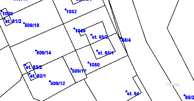 Parcela st. 65/1 v KÚ Rudolec u Březové, Katastrální mapa