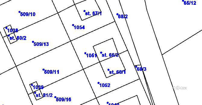 Parcela st. 66/2 v KÚ Rudolec u Březové, Katastrální mapa