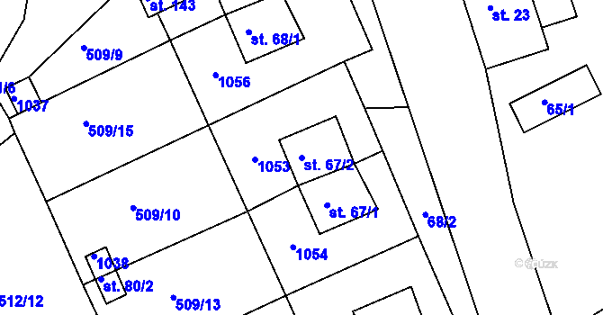 Parcela st. 67/2 v KÚ Rudolec u Březové, Katastrální mapa
