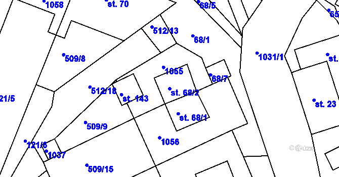 Parcela st. 68/2 v KÚ Rudolec u Březové, Katastrální mapa