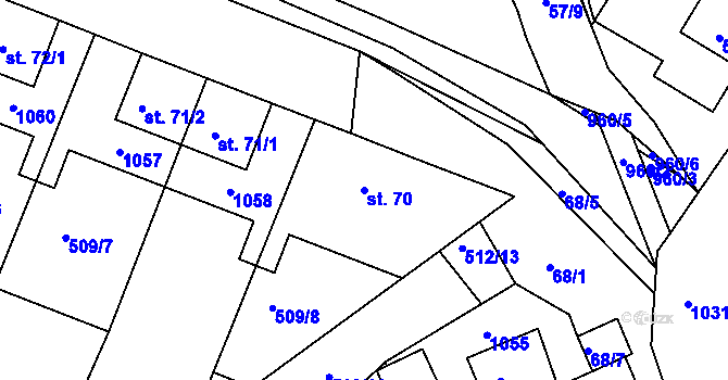 Parcela st. 70 v KÚ Rudolec u Březové, Katastrální mapa