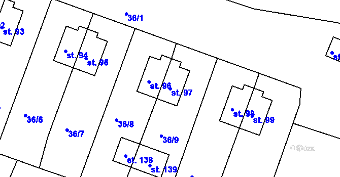 Parcela st. 97 v KÚ Rudolec u Březové, Katastrální mapa