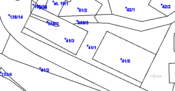 Parcela st. 41/1 v KÚ Rudolec u Březové, Katastrální mapa