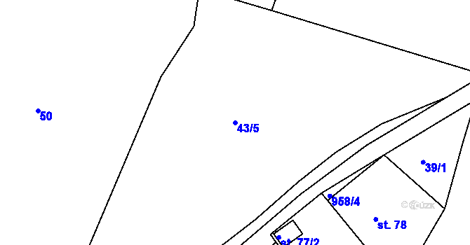 Parcela st. 43/5 v KÚ Rudolec u Březové, Katastrální mapa