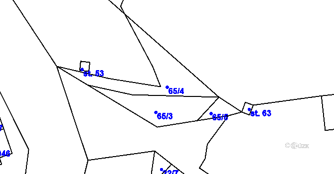 Parcela st. 65/4 v KÚ Rudolec u Březové, Katastrální mapa