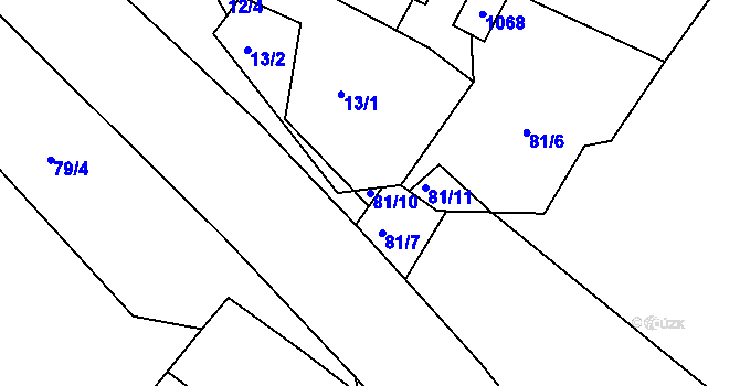 Parcela st. 81/10 v KÚ Rudolec u Březové, Katastrální mapa