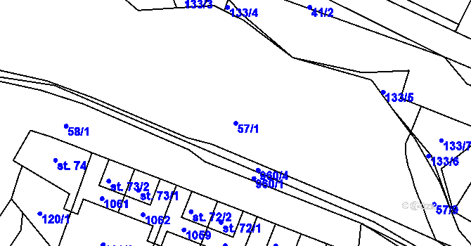Parcela st. 57/1 v KÚ Rudolec u Březové, Katastrální mapa