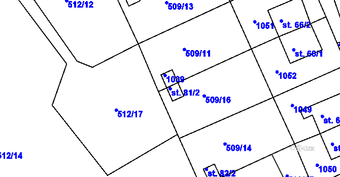 Parcela st. 81/2 v KÚ Rudolec u Březové, Katastrální mapa