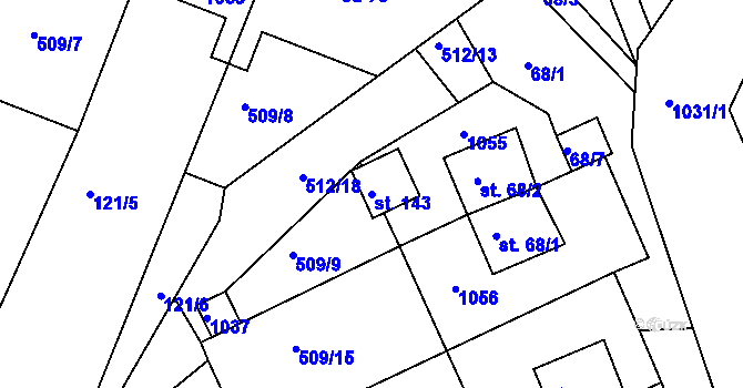 Parcela st. 143 v KÚ Rudolec u Březové, Katastrální mapa