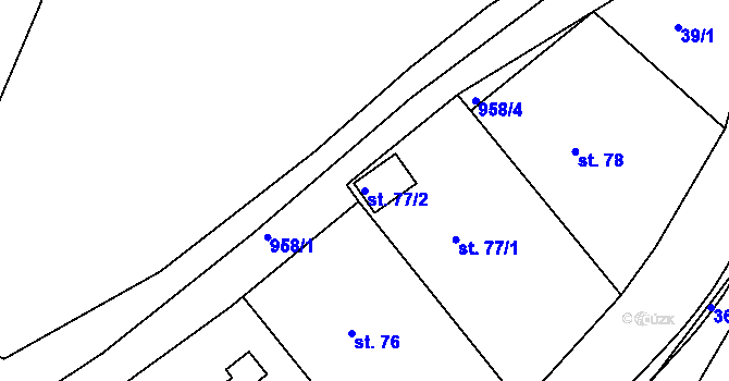 Parcela st. 77/2 v KÚ Rudolec u Březové, Katastrální mapa
