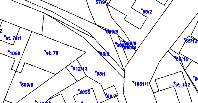 Parcela st. 68/5 v KÚ Rudolec u Březové, Katastrální mapa
