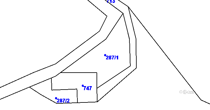 Parcela st. 287/1 v KÚ Ostrov u Březové, Katastrální mapa