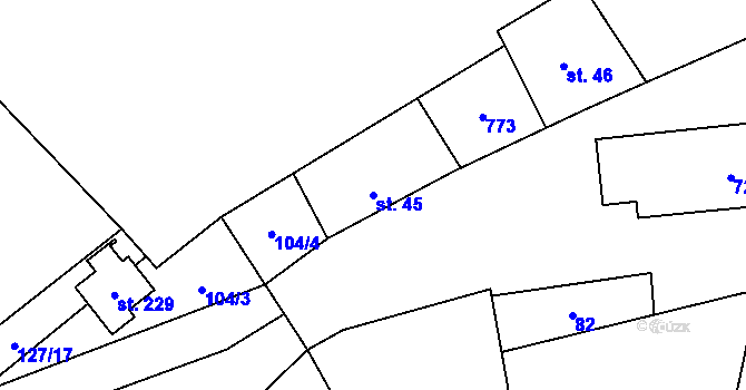 Parcela st. 45 v KÚ Kostelní Hlavno, Katastrální mapa