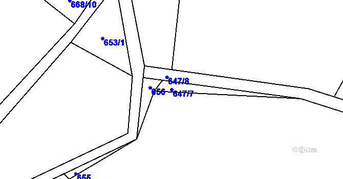 Parcela st. 647/7 v KÚ Kostelní Hlavno, Katastrální mapa