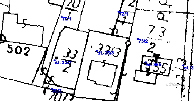 Parcela st. 33/3 v KÚ Kostelní Lhota, Katastrální mapa