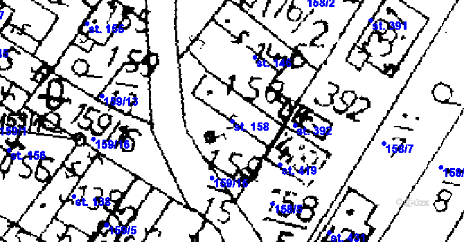 Parcela st. 158 v KÚ Kostelní Lhota, Katastrální mapa