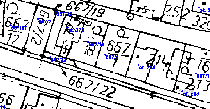 Parcela st. 667/1 v KÚ Kostelní Lhota, Katastrální mapa