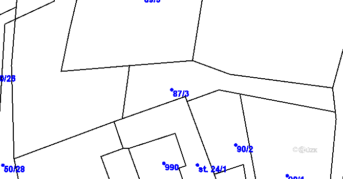 Parcela st. 87/3 v KÚ Kostelní Radouň, Katastrální mapa