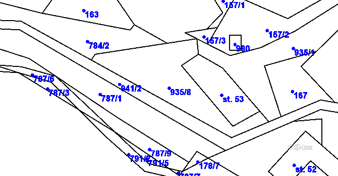 Parcela st. 935/8 v KÚ Kostelní Radouň, Katastrální mapa