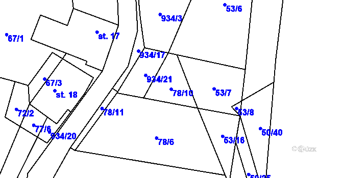 Parcela st. 78/10 v KÚ Kostelní Radouň, Katastrální mapa