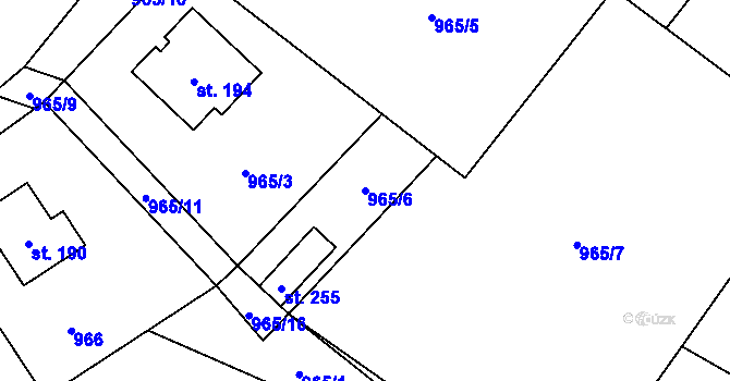 Parcela st. 965/6 v KÚ Kostelní Radouň, Katastrální mapa