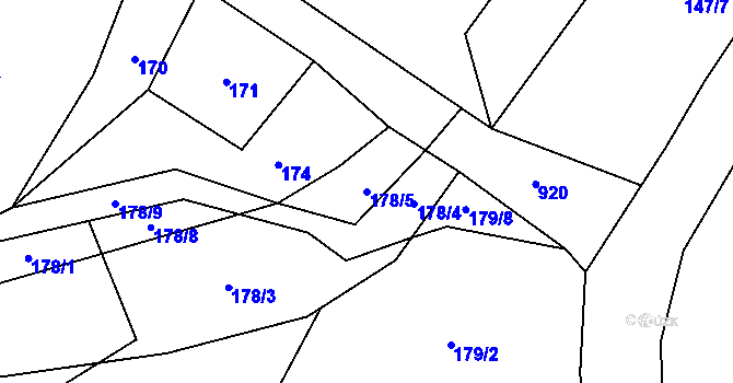 Parcela st. 178/5 v KÚ Kostelní Radouň, Katastrální mapa