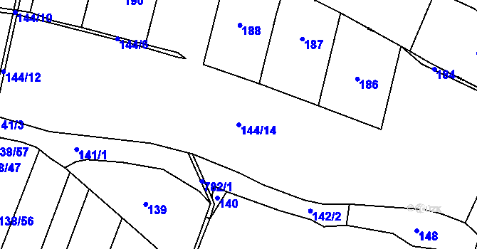 Parcela st. 144/14 v KÚ Kostelní Vydří, Katastrální mapa