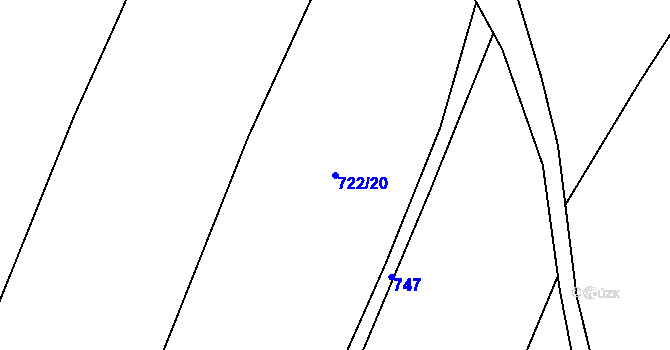 Parcela st. 722/20 v KÚ Prostřední Vydří, Katastrální mapa